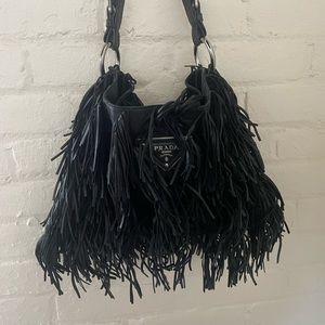 VINTAGE PRADA FRINGE SACCA BAG IN NERO